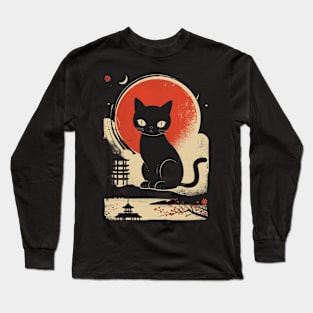 Kawaii Cat Moonlight Long Sleeve T-Shirt